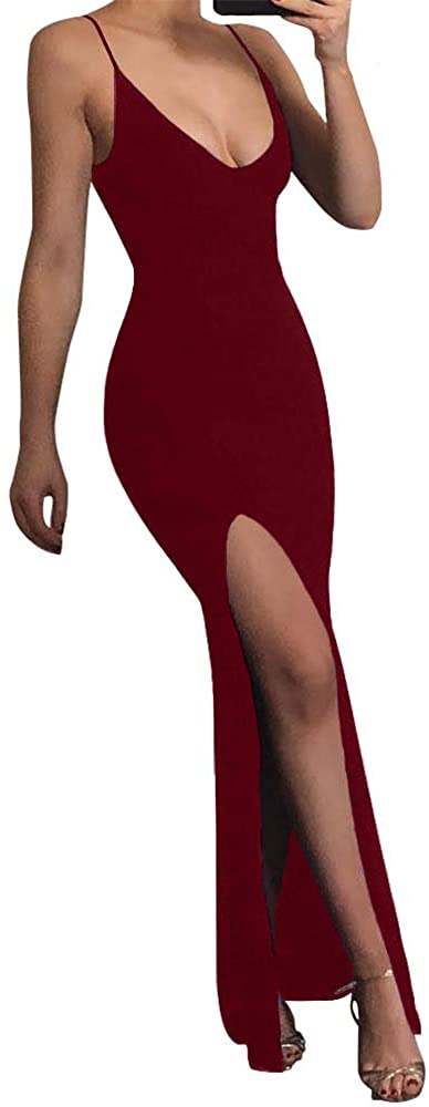 Price:$25.99 Women's Sexy Bodycon Sleeveless Spaghetti Strap V-Neck Evening Long Dress : Clothing, Shoes & Jewelry