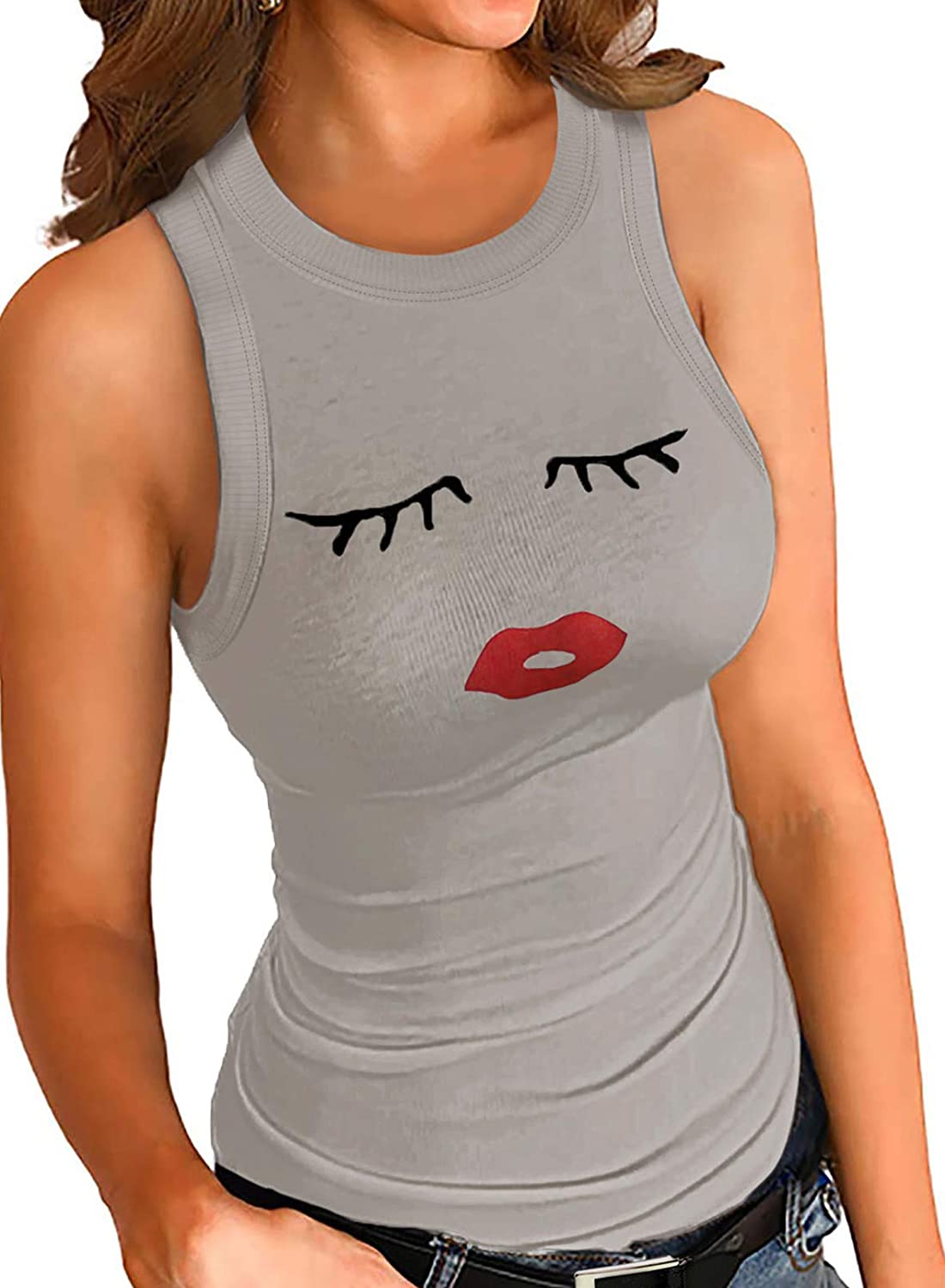 Price:$1.99 Womens Tank Tops Summer Sleeveless Basic Cami Top Shirt Slim Knit Ribbed Racerback Blouses : Clothing, Shoes & Jewelry