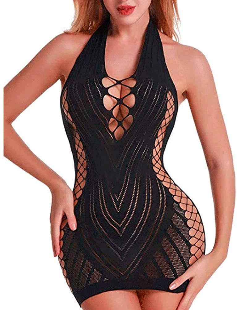 Price:$7.99 Y KANGYUN Women's Mesh Lingerie Black Womens Fishnets Babydoll Mini Dress Sleepwear Pajamas,Free Size(D-Black): Clothing, Shoes & Jewelry