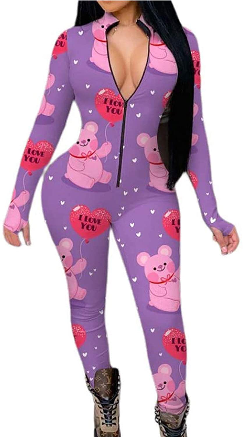 Price:$12.80 Valentine Day Pajama Set Floral Print Long V Neck Zipper Onesies Bodysuit Sleepwear Jumpsuit : Clothing, Shoes & Jewelry