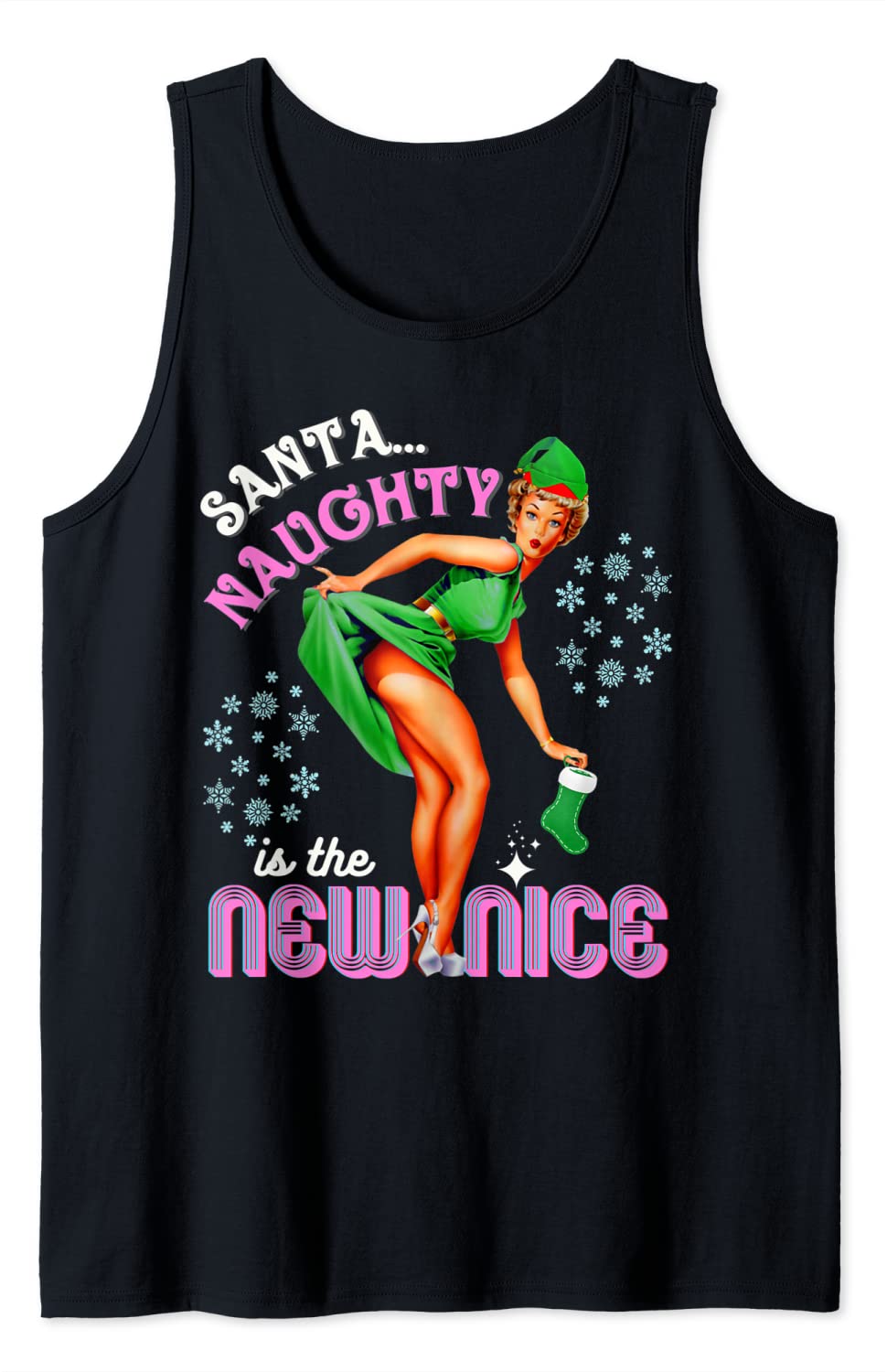 Price:$19.99 Santa Naughty-is-the-New-Nice Adult Dirty Joke Vintage Tank Top : Clothing, Shoes & Jewelry