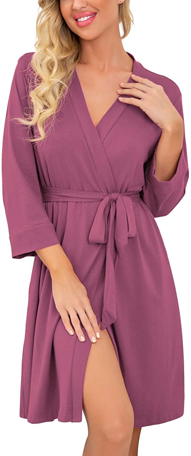 Price:$26.99 Women Kimono Robes Short Lightweight Robe Soft Knit Sleepwear Casual Knit Bathrobe Ladies Loungewear at Amazon Women’s Clothing store
