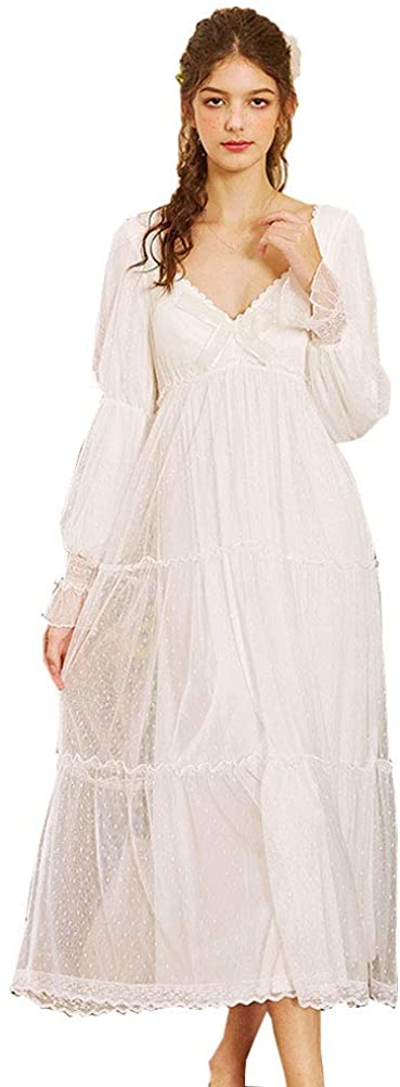 Price:$42.99 Princess Victorian Nightgown Lace Sleepwear Loungewear Nightdress Pajamas Housecoat Party Dess at Amazon Women’s Clothing store