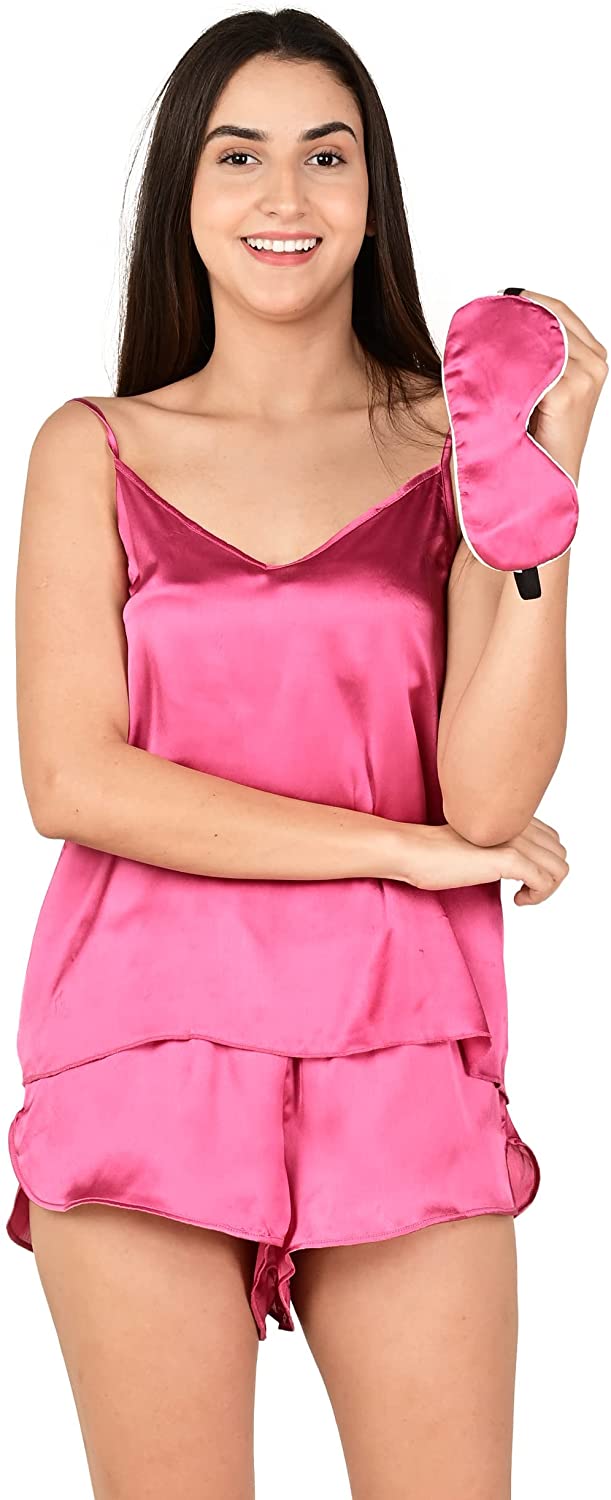 Price:$18.99 Women's Cami Shorts Sets Pajama Silk Satin Comfortable Soft Sleepwear PJ : Clothing, Shoes & Jewelry