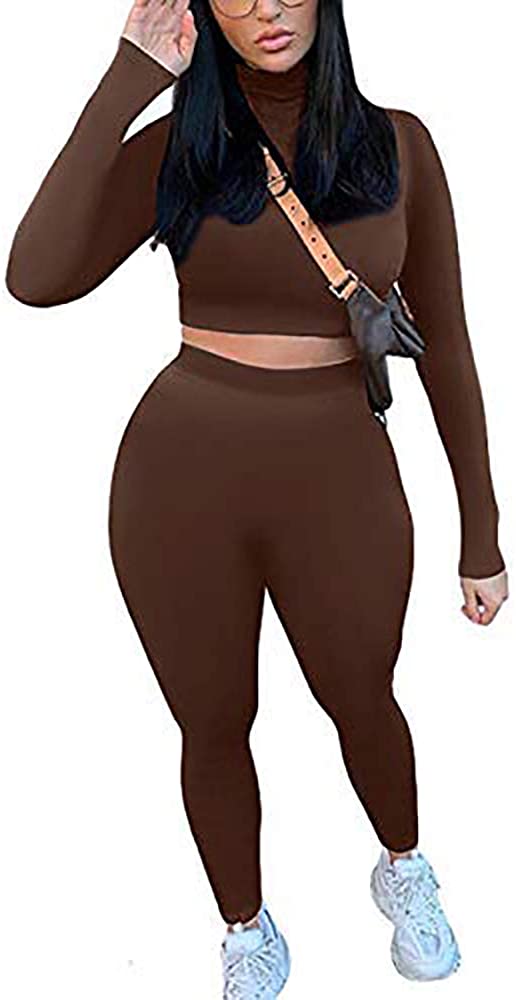 Price:$12.99 2 Piece Outfits Sets Casual Workout Long Sleeve T Shirt Crop Top + High Waist Legging Fall Clothes Fashion Sexy : Clothing, Shoes & Jewelry
