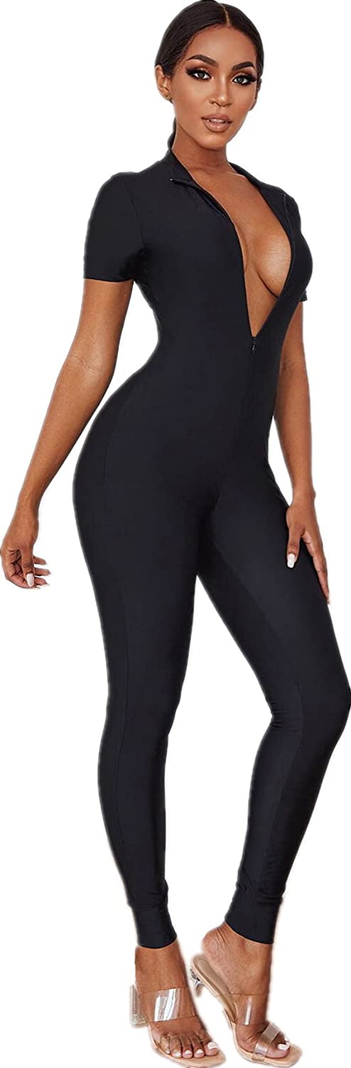 Price:$18.98 Womens Short Sleeve Bodycon Jumpsuit Shorts Long Pants Sexy Onesies Clubwear Outfits : Clothing, Shoes & Jewelry