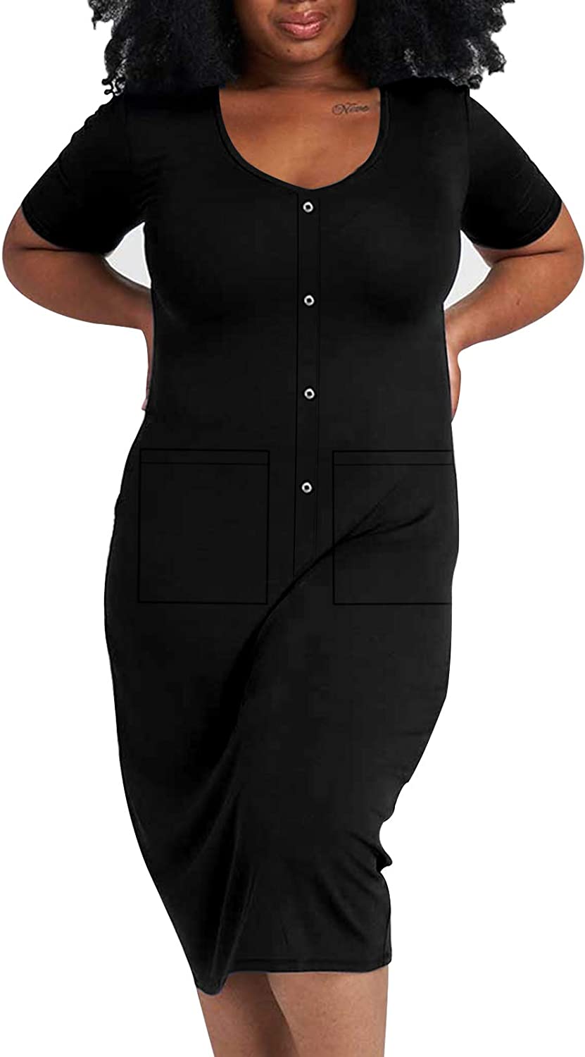 Price:$29.99 Nightshirt Short Sleeve Button Down Oversize Nightgown V-Neck Sleepwear Pajama Dress at Amazon Women’s Clothing store