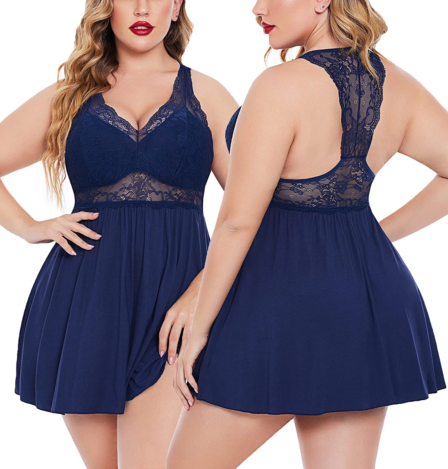 Price:$12.56 Plus Size Lingerie For Women Sexy Full Slip Nightgown Lace Babydoll Chemise : Clothing, Shoes & Jewelry