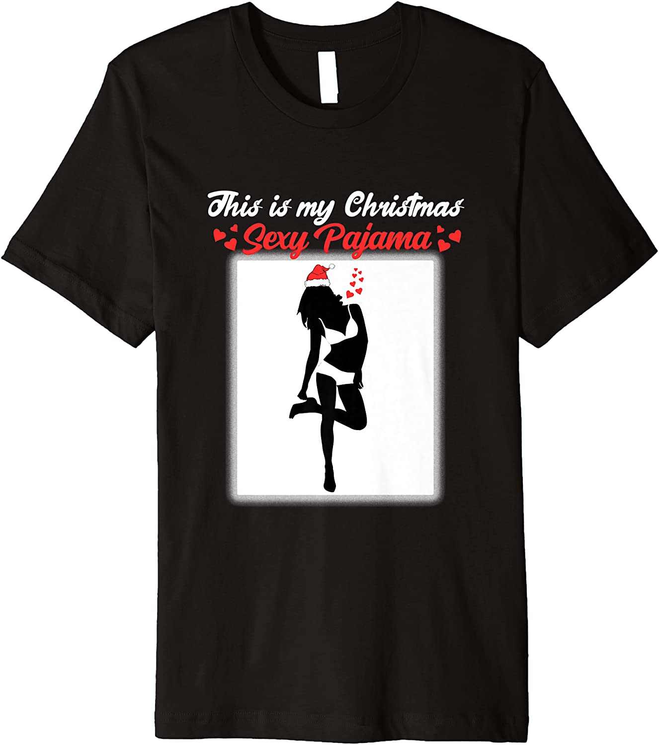 Price:$15.94 is my christmas sexy pajama tattooed girl silhouette Premium T-Shirt : Clothing, Shoes & Jewelry