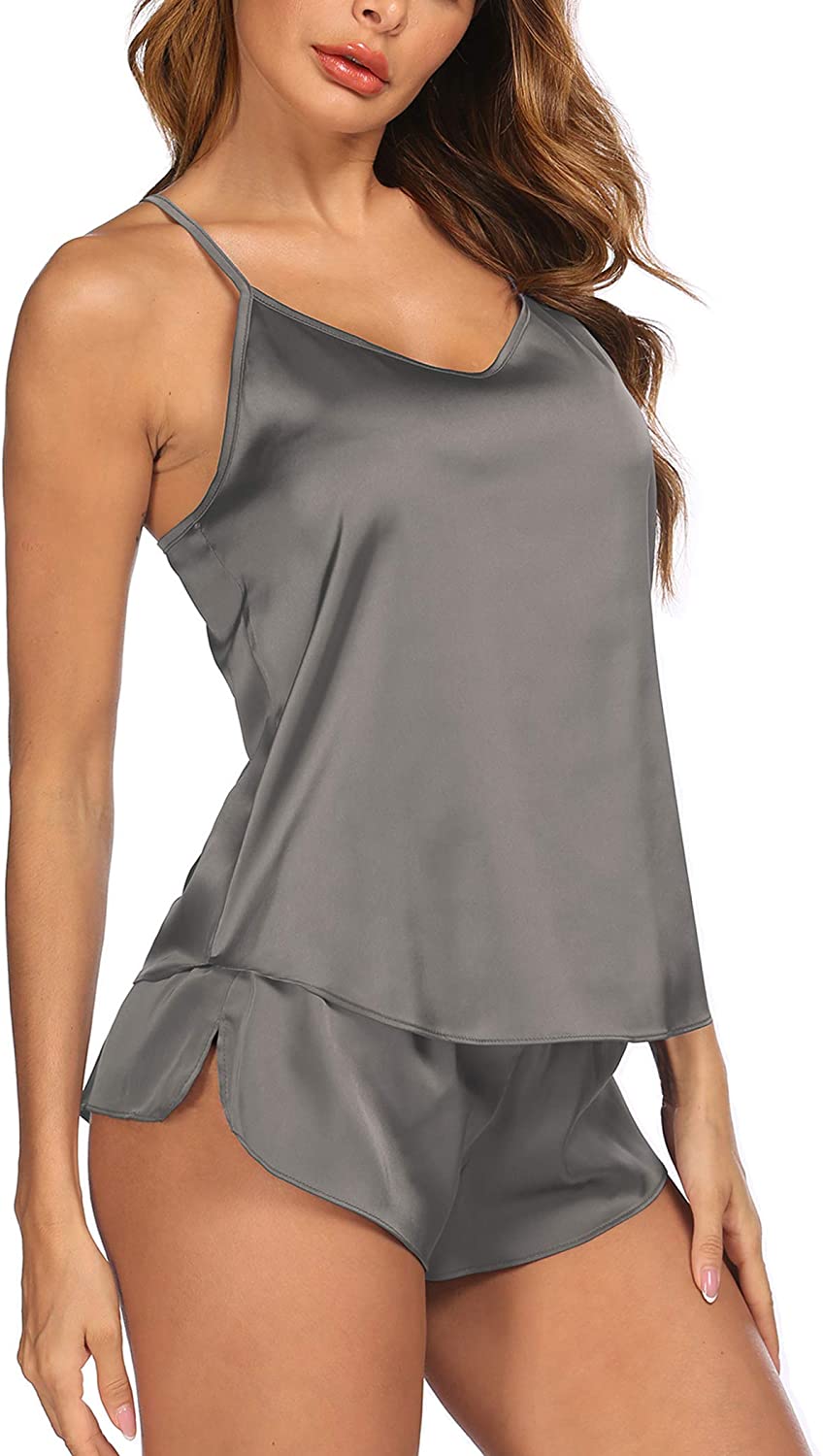 Price:$15.99 Women's Cami Shorts Sets Satin Sleepwear Set Sexy Lingerie Nightwear 2 Piece S-XXL at Amazon Women’s Clothing store