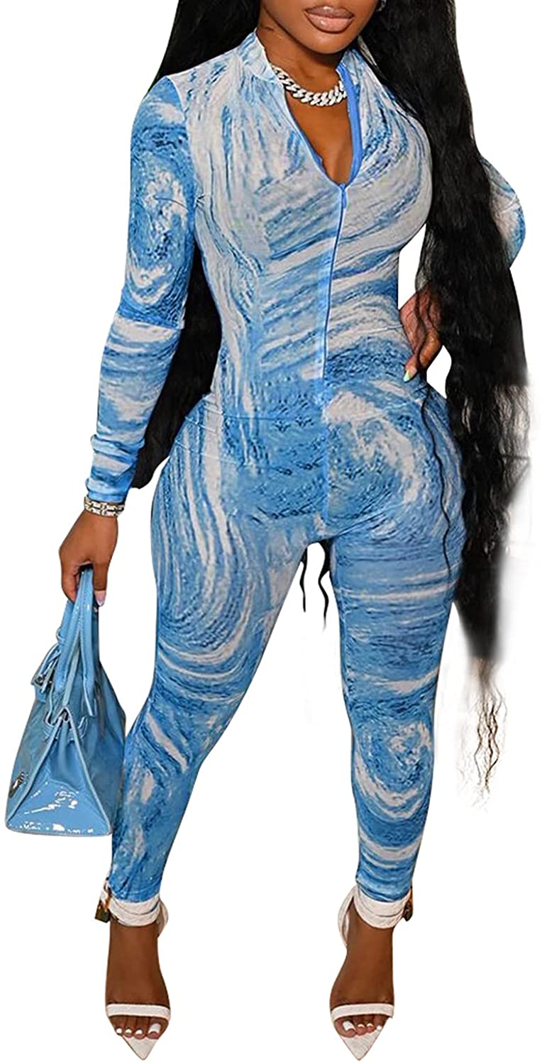 Price:$24.88 Bodycon Jumpsuit Sexy Zipper V-Neck Long Sleeve One Piece Romper Club Bodysuit : Clothing, Shoes & Jewelry