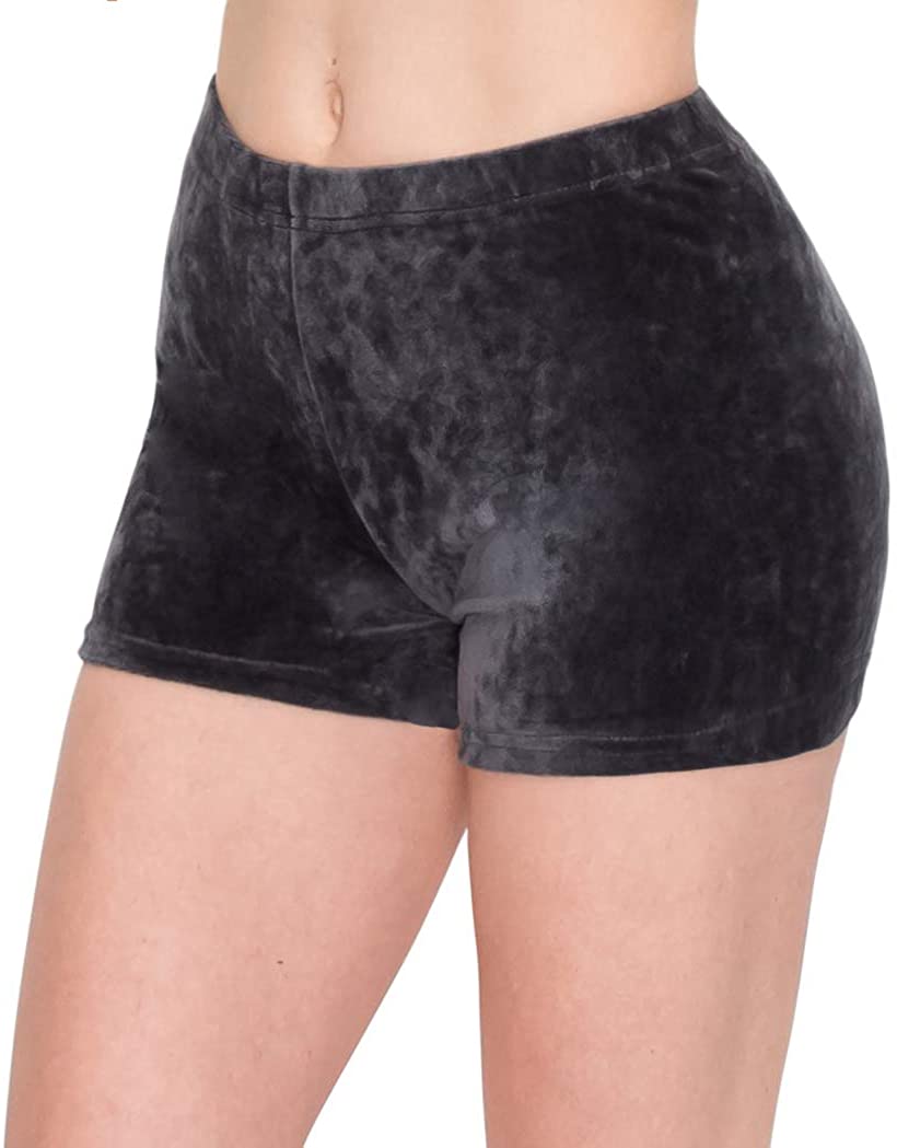 Price:$13.95 Women's Crushed Velvet Shorts — Buttery Soft Comfortable Sexy Stretchy Biker Pants at Amazon Women’s Clothing store