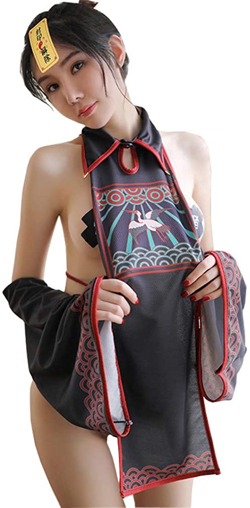 Price:$29.99 Womens Japanese Witch Cosplay Lingerie Dress Anime Fancy Uniform Sexy Kimono Apparel Lingerie Set (Black): Clothing, Shoes & Jewelry