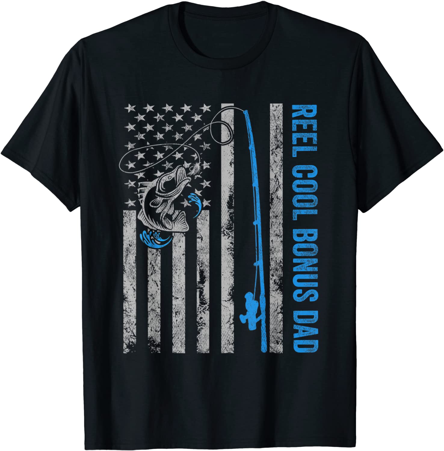 Price:$16.99 Cool Bonus Dad Fathers Day - American Flag Fishing T-Shirt : Clothing, Shoes & Jewelry
