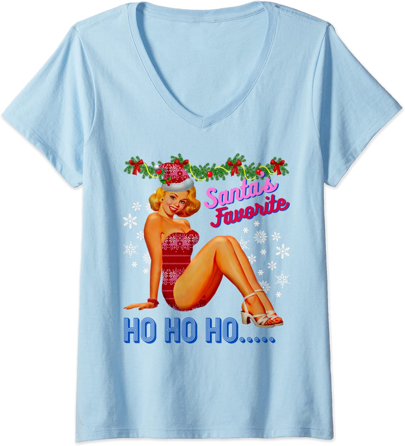 Price:$19.99 I'm-So-Nice Santa's-Favorite-Ho Naughty Dirty Joke Vintage V-Neck T-Shirt : Clothing, Shoes & Jewelry