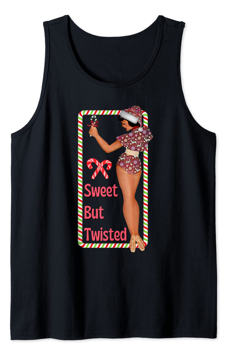 Price:$19.99 Candy Cane Naughty Nice Cottagecore Retro Tank Top : Clothing, Shoes & Jewelry