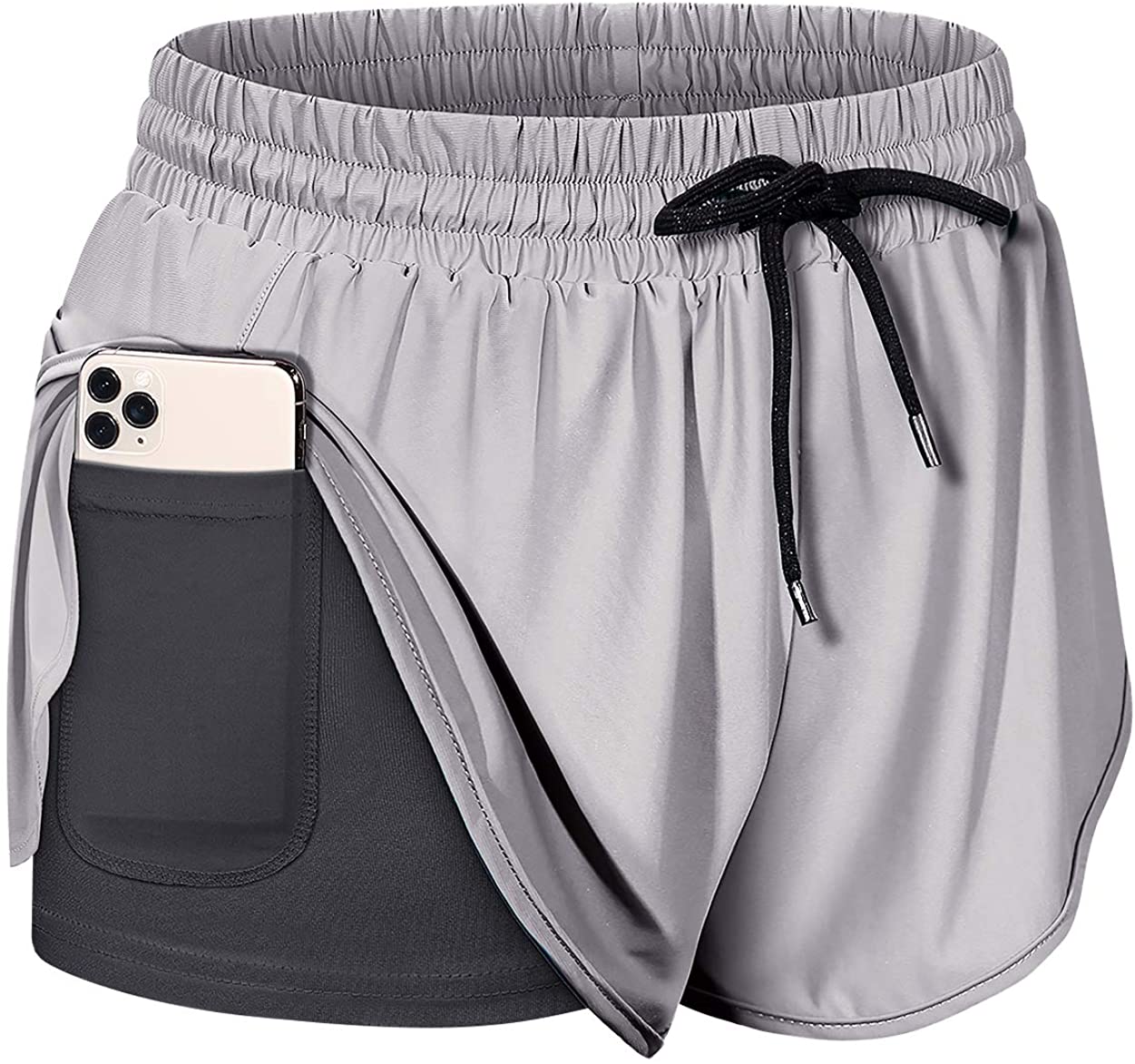 Price:$9.99 Women Drawstring Waist Athletic Running Shorts with Liner Inner Pocket : Clothing, Shoes & Jewelry