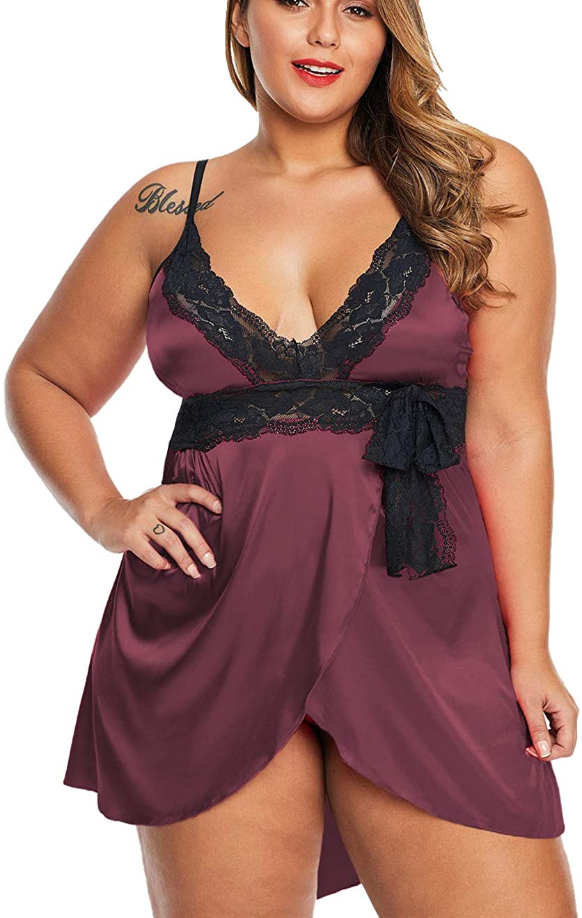 Price:$22.88 Sexy Plus Size Satin Lingerie Lace Babydoll Sets 1X-5X : Clothing, Shoes & Jewelry