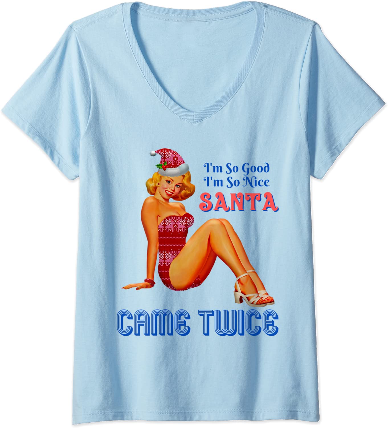 Price:$19.99 Santa Naughty is the New Nice Adult Joke Meme Retro Vintage V-Neck T-Shirt : Clothing, Shoes & Jewelry