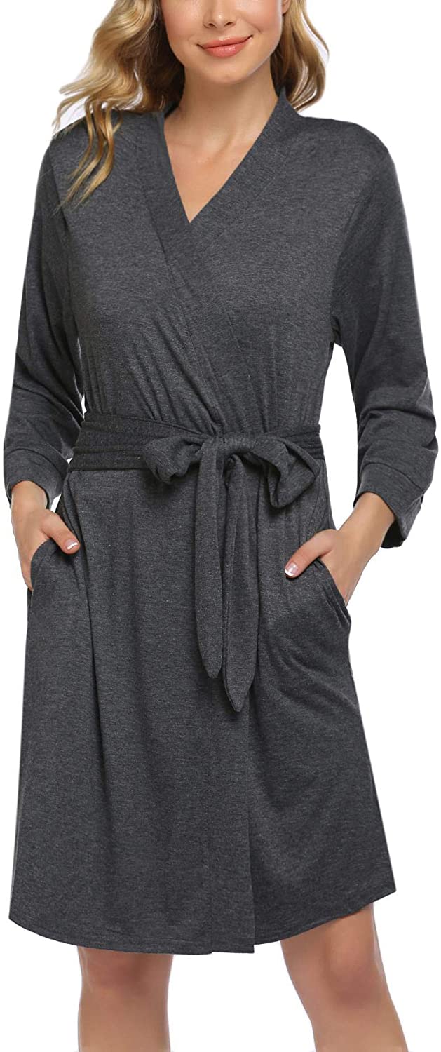 Price:$28.99 Cotton Kimono Robes for Women Lightweight Short Knit Bathrobe Soft V Neck Sleepwear Ladies Loungewear S-XXL at Amazon Women’s Clothing store