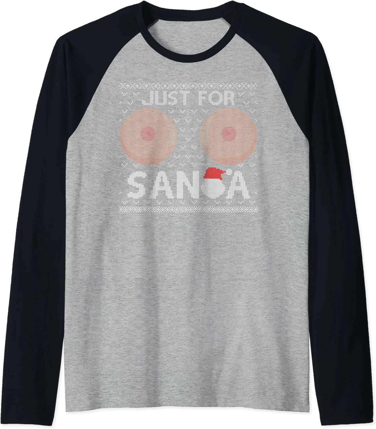 Price:$23.99 Ugly Christmas Sweater Shirt Women Boobs for Santa Raglan Baseball Tee : Clothing, Shoes & Jewelry