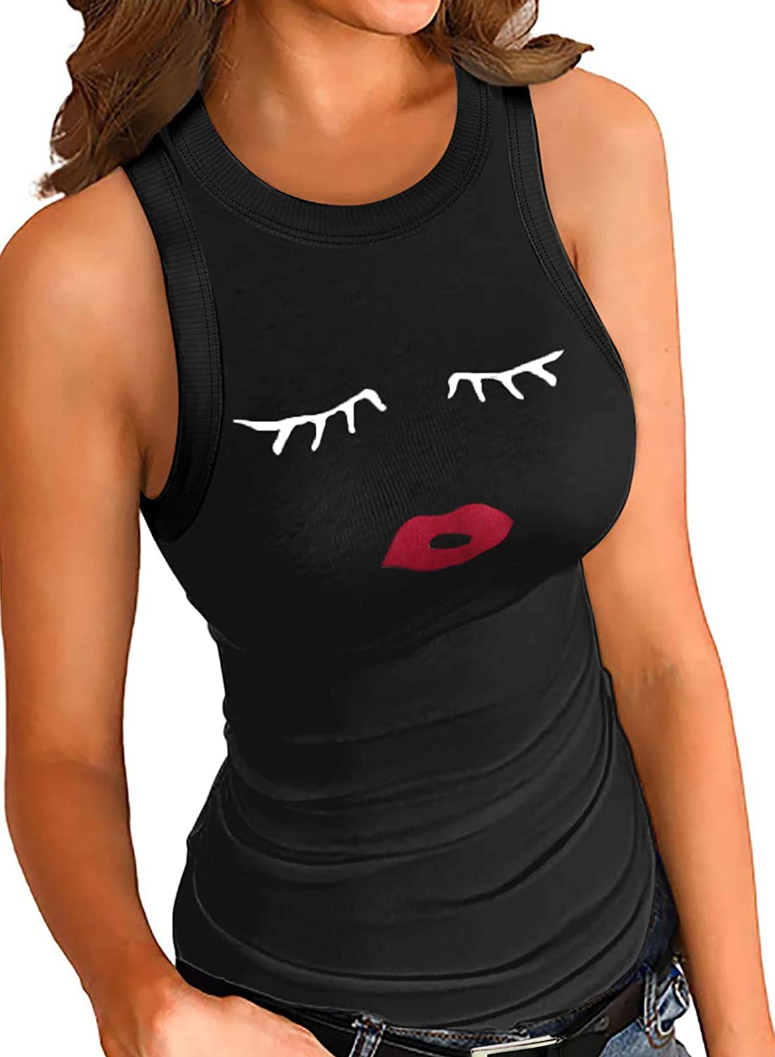 Price:$6.99 Hidden Women's Summer Basic Sleeveless Tank Tops Cami Top Shirt Ribbed Racerback Blouses at Amazon Women’s Clothing store