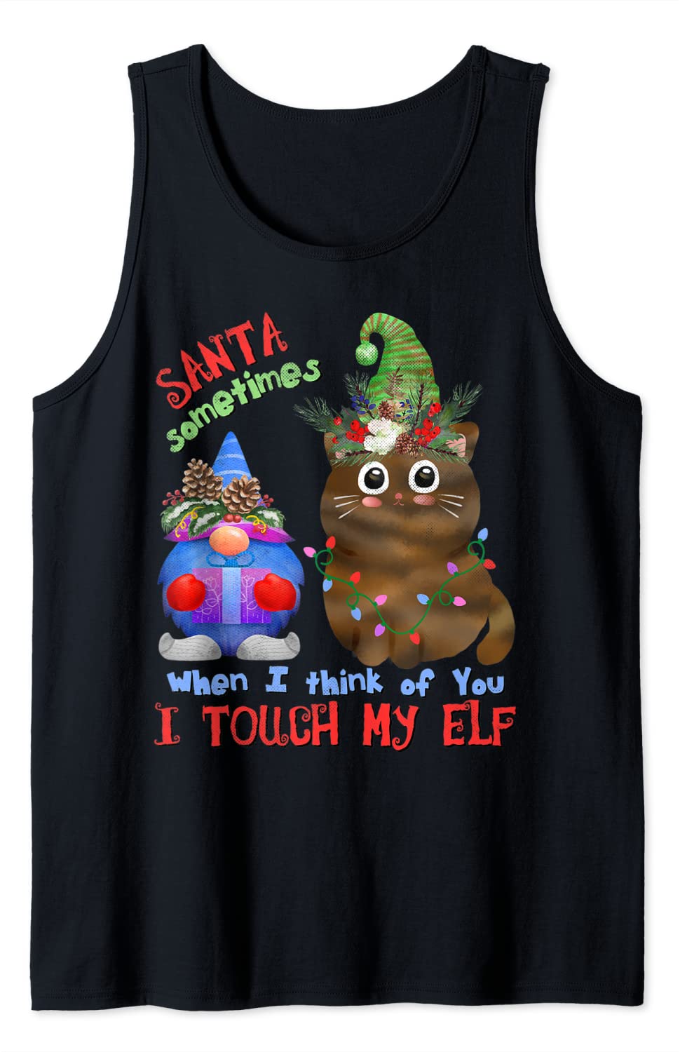 Price:$19.99 Cute Cat Kitten Pun Meowy Catmas Santa Touch-My-Elf Tank Top : Clothing, Shoes & Jewelry