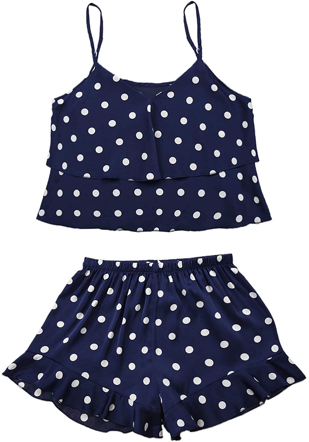 Price:$18.99 Women's Sexy Lingerie Pajamas Set Cami Shorts with Polka Dot Lounge Sleepwear Nightwear at Amazon Women’s Clothing store