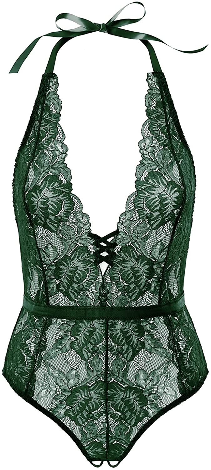 Price:$17.99 Womens Lingerie Teddy Lace Deep v One Piece Lingerie Bodysuit at Amazon Women’s Clothing store