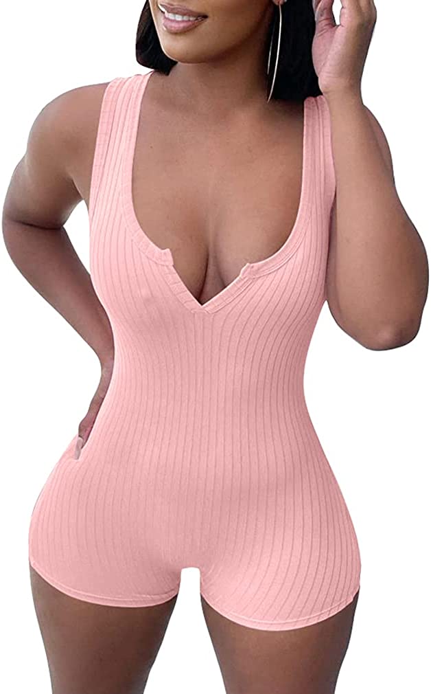 Price:$9.99 Women's Sexy Bodycon One Piece V-Neck Sleeveless Tank Tops Shorts Romper Jumpsuit : Clothing, Shoes & Jewelry