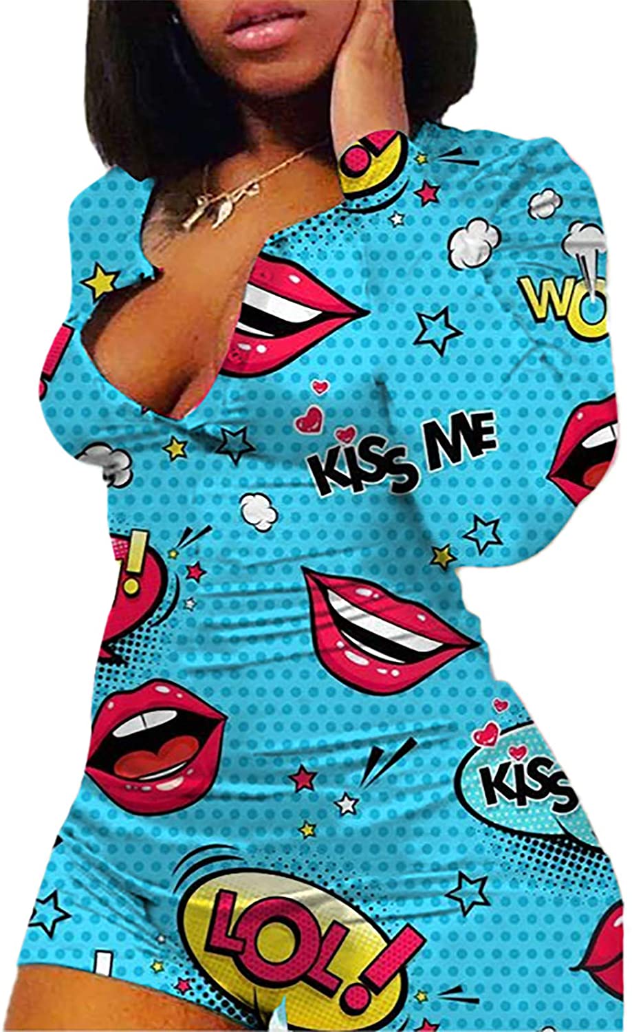 Price:$13.99 Women’s Long Sleeve Bodycon Jumpsuits One Piece Sexy Bodysuit Short Onesies Rompers : Clothing, Shoes & Jewelry