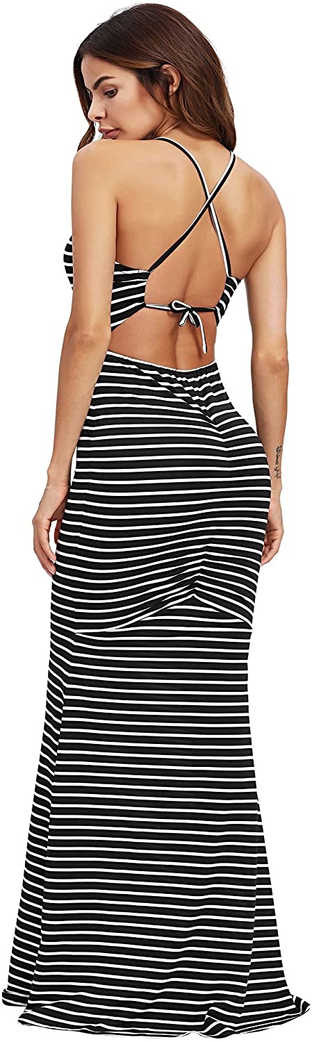 Price:$19.99 Women's Strappy Backless Summer Evening Party Maxi Dress at Amazon Women’s Clothing store