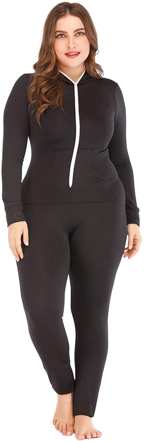Price:$21.80 Womens Plus Size Jumpsuit Hoodie Long Sleeve Bodycon Black Jumpsuits Sexy Onesies Romper Bodysuits Outfits 4XL : Clothing, Shoes & Jewelry