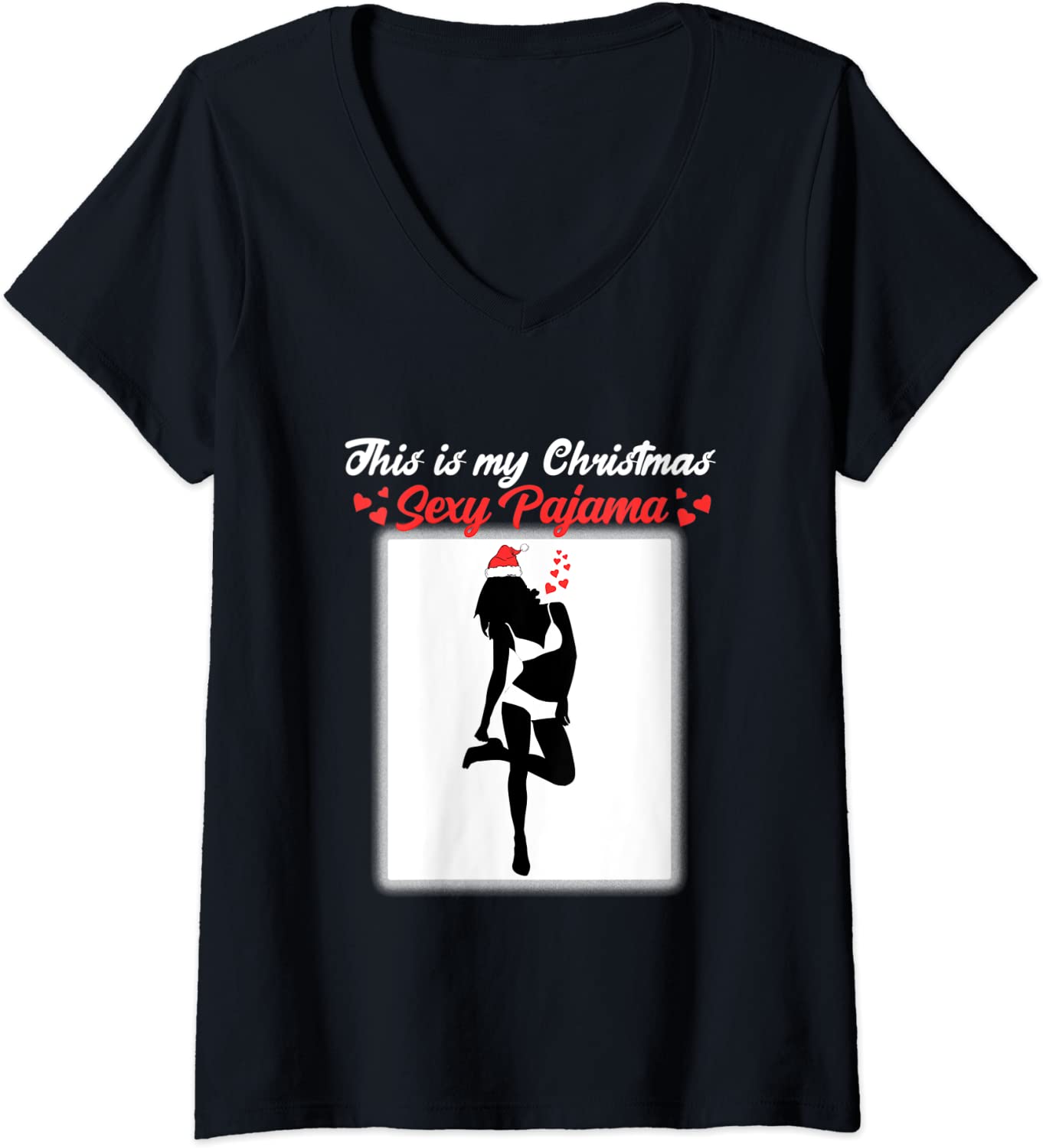 Price:$15.94 This is my christmas sexy pajama tattooed girl silhouette V-Neck T-Shirt : Clothing, Shoes & Jewelry