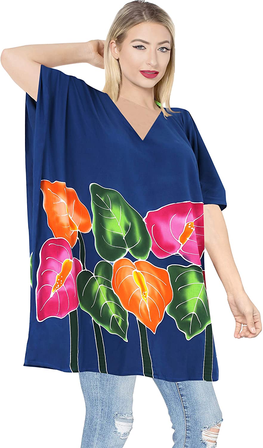 Price:$17.49 LEESwimsuit Cover Ups for Women Beach Coverup Sexy Oversized Beachwear Dress US 10-18 Blue_J28 at Amazon Women’s Clothing store