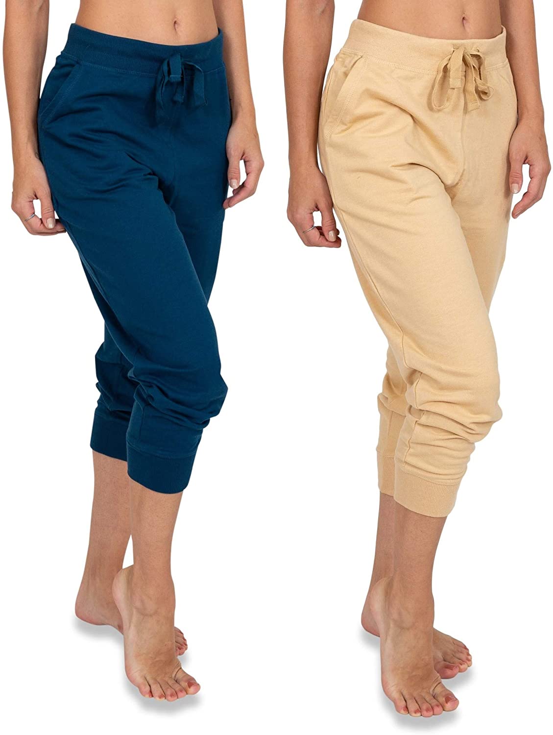 Price:$20.49 Basics Women's 2 Pack Soft French Terry Fleece Casual/Active Comfy Capri Jogger Lounge & Sweatpants at Amazon Women’s Clothing store