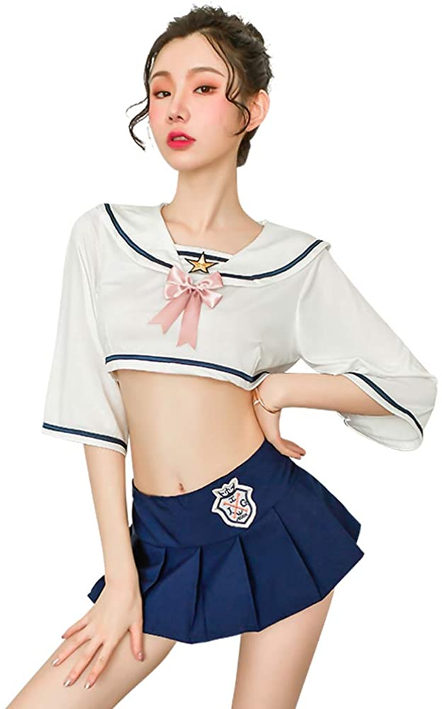 Price:$12.99 Women's underwear student pleated skirt cute Japanese sailor suit cosplay female student suit (6912white) : Clothing, Shoes & Jewelry