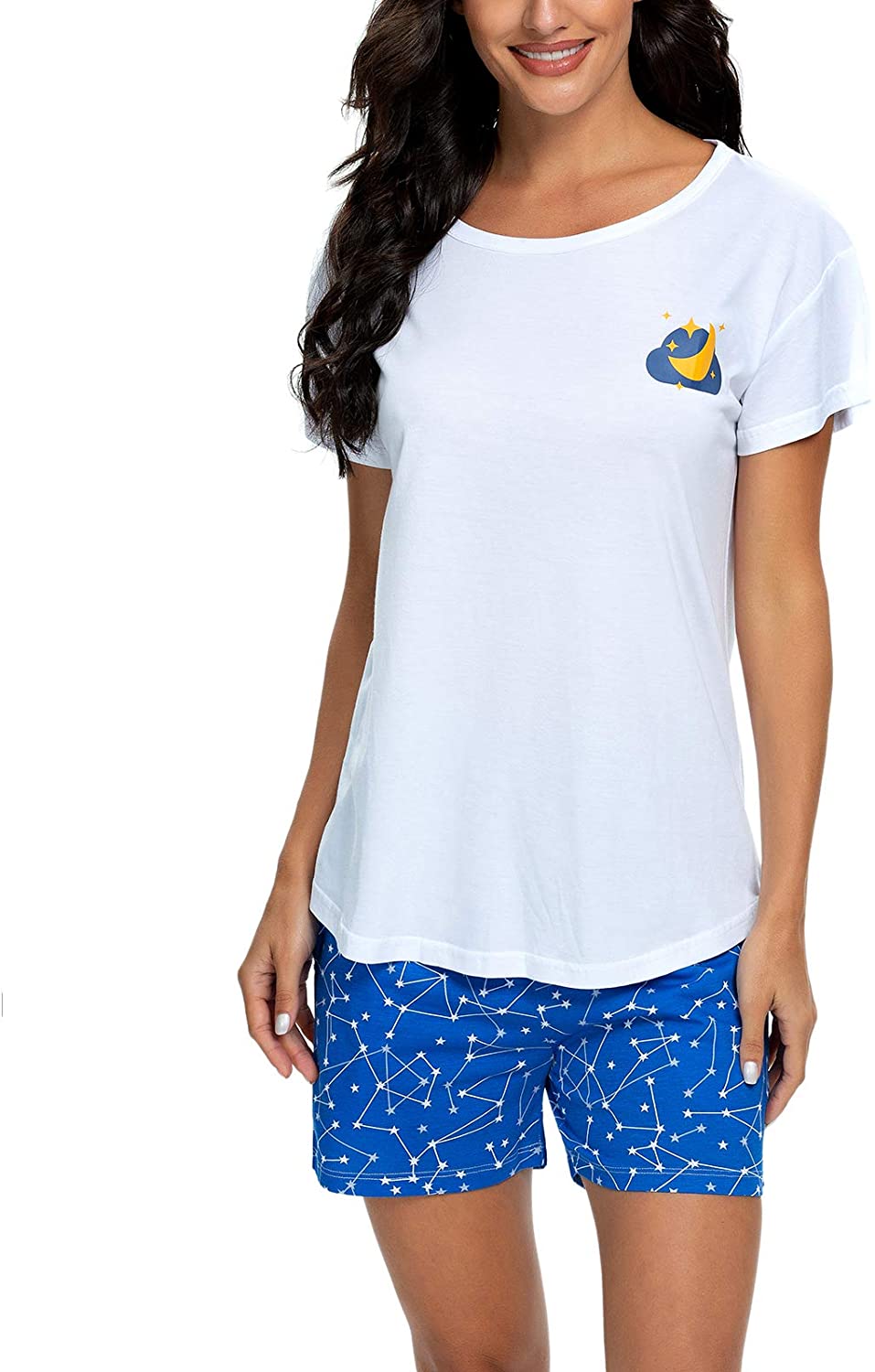 Price:$22.98 Cotton Summer Shorts Pajamas Set Seersucker Nightgowns Housecoats For Women Sleepwear Solid Color Soft PJs Sets at Amazon Women’s Clothing store