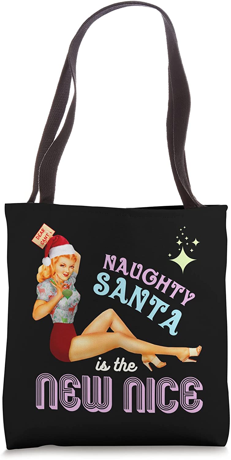 Price:$19.99 Naughty is the New Nice Adult Joke Meme Retro Vintage Tote Bag : Clothing, Shoes & Jewelry