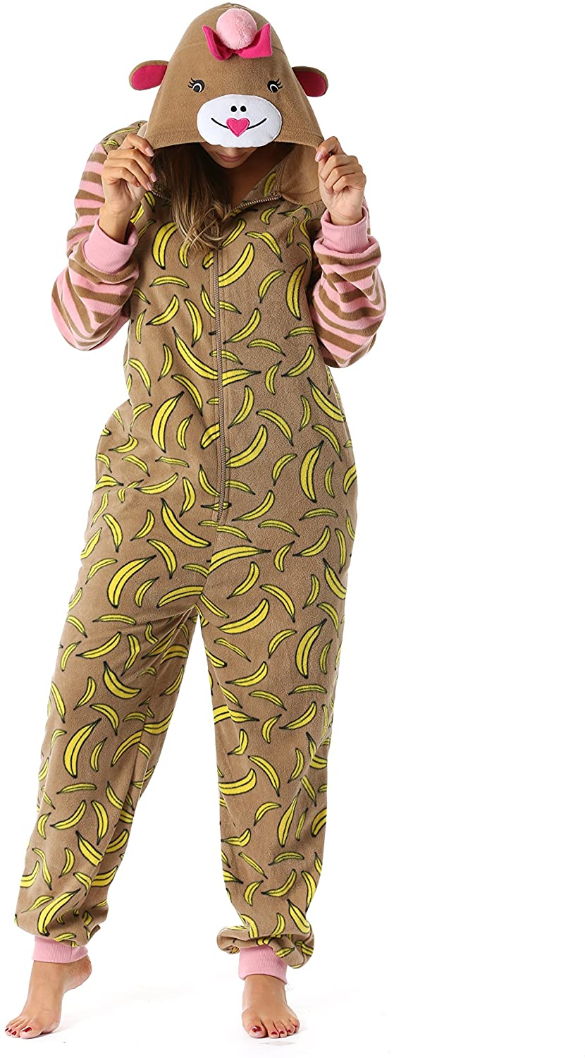 Price:$39.99 Love Animal Print Microfleece Adult Onesie One-Piece Pajamas : Clothing, Shoes & Jewelry