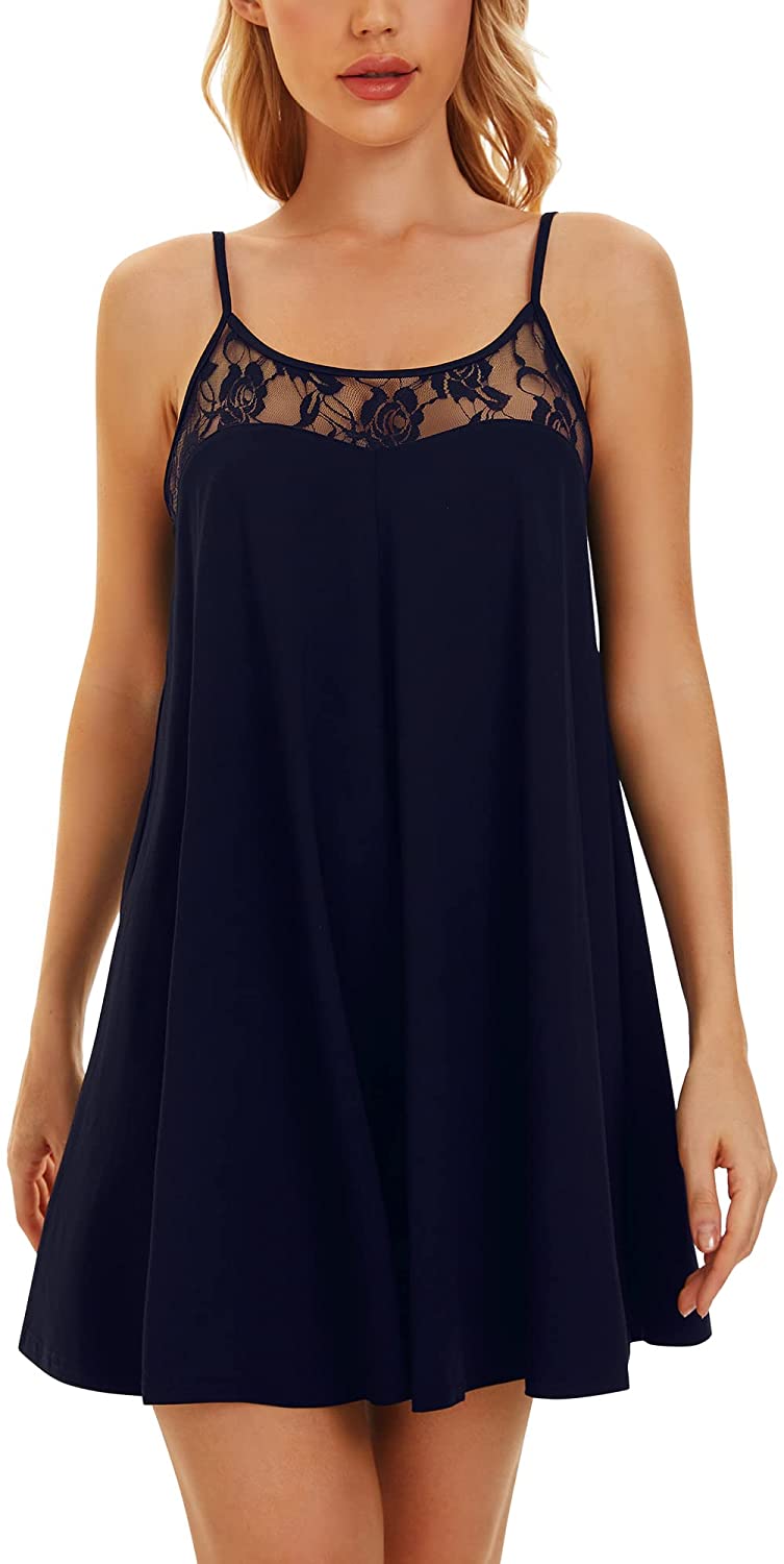 Price:$18.01 Cotton Sexy Lingerie for Women Lace Chemise Nightwear Sleepshirts Camisole Slip Dress Babydoll Sleepwear S-XXL at Amazon Women’s Clothing store