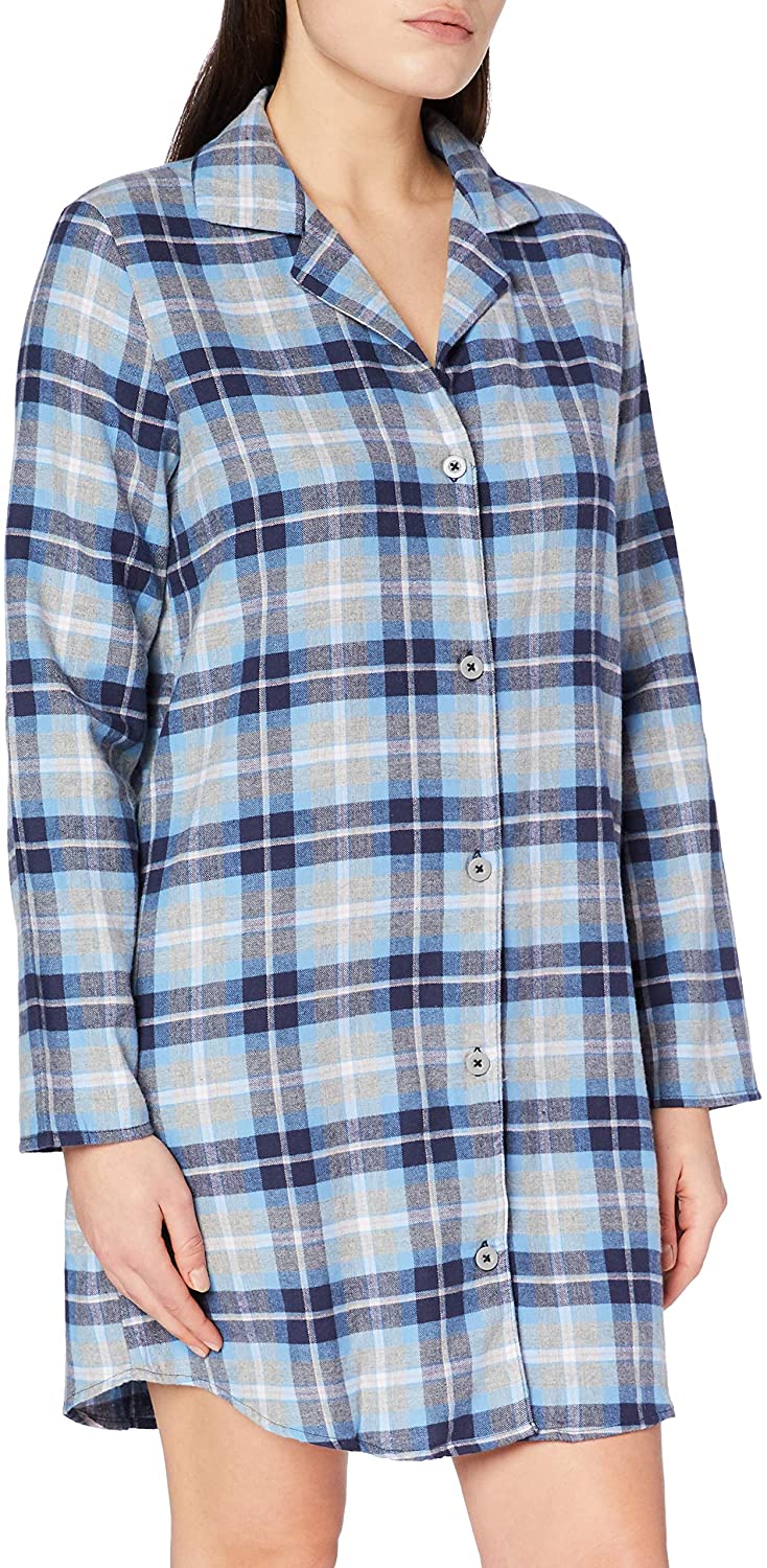 Price:$25.99 & Lilly Women's Flannel Night Shirt, Blue, Checked, 2, Label: 10 : Clothing, Shoes & Jewelry