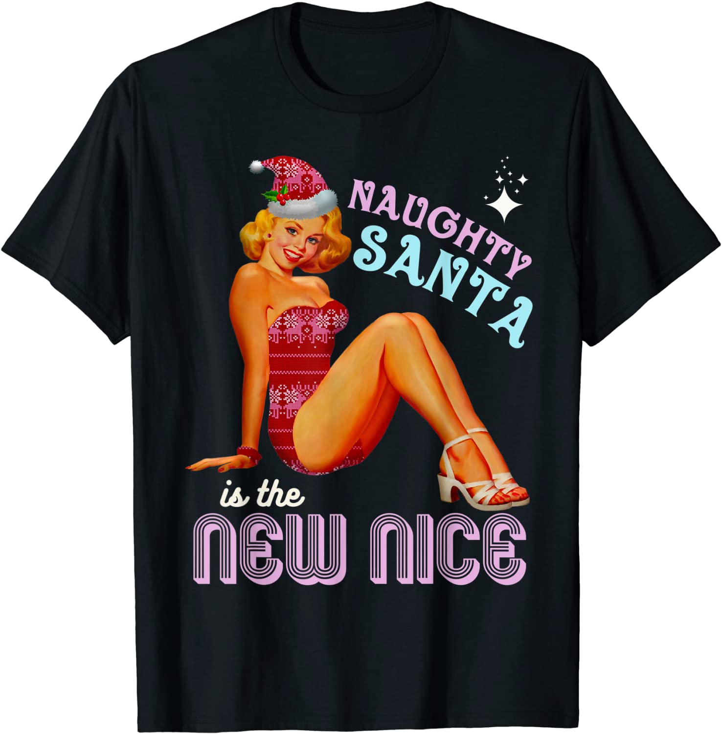 Price:$19.99 Naughty is the New Nice Adult Joke Meme Retro Vintage T-Shirt : Clothing, Shoes & Jewelry