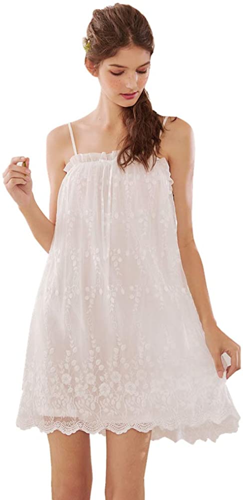 Price:$23.98 Vintage Chemises Victorian Nightgown Lace Flower Embroidery Sleepwear Night Sleepdress Pajamas Loungewear at Amazon Women’s Clothing store