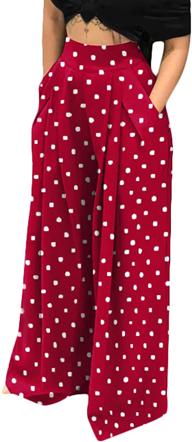 Price:$8.99 Women's Casual Stretchy Palazzo Lounge Pants Plus Size High Waist Loose Wide Leg Trousers with Pockets at Amazon Women’s Clothing store