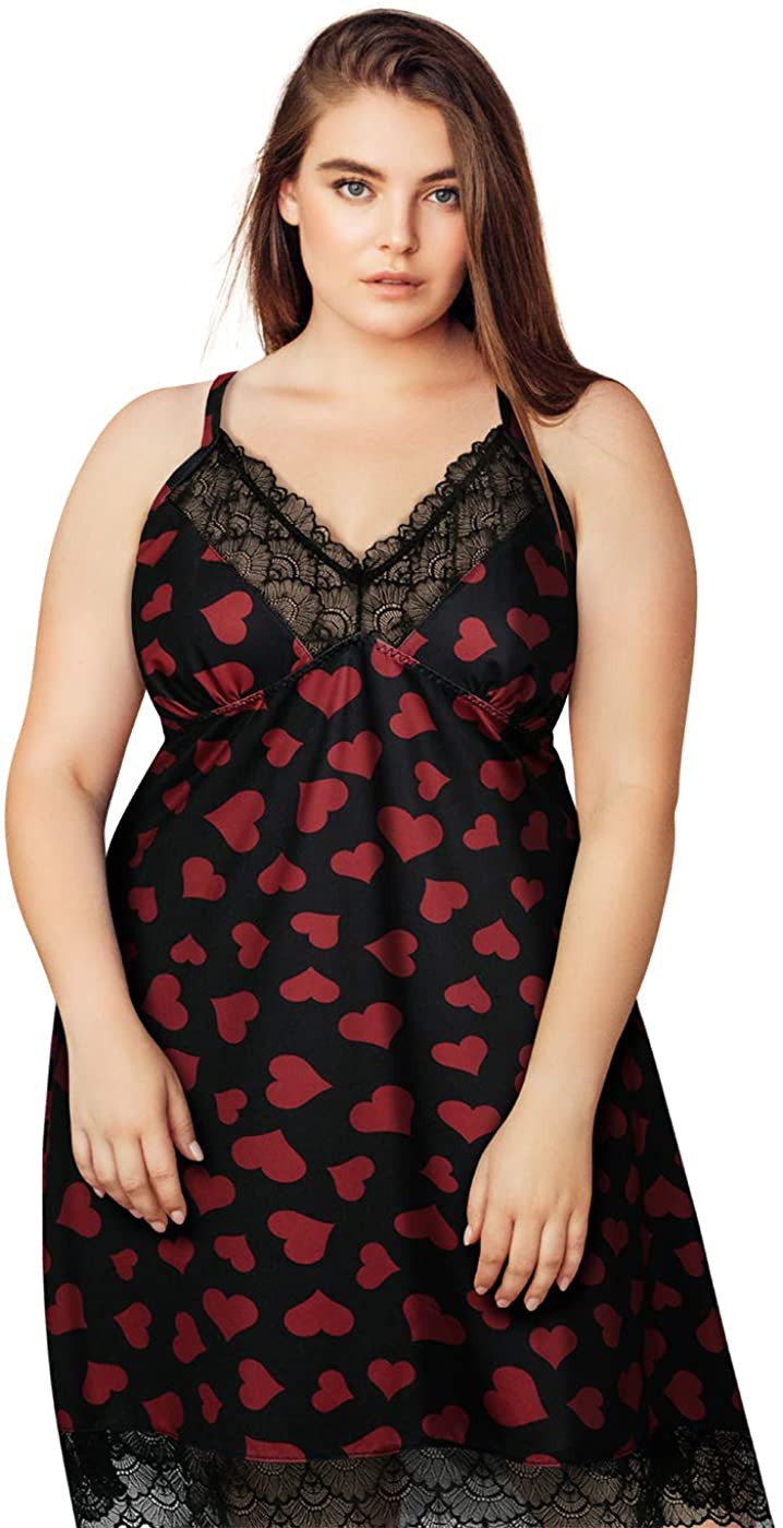 Price:$11.99 Plus Size Chemise Nightgown Cute Sexy Sleep Nighty Pajama Dress in Gift Box at Amazon Women’s Clothing store