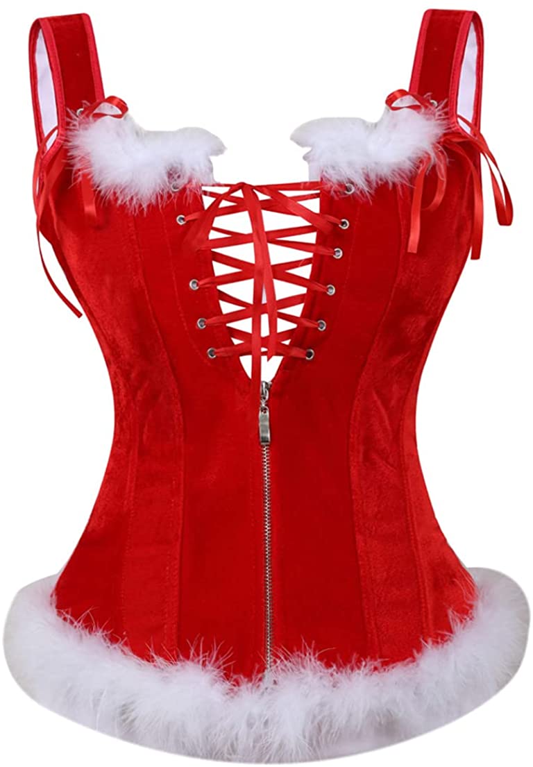 Price:$27.99 Christmas Corset Santa Lingerie for Women Santa Costume Sexy Bustier Corset Top: Clothing, Shoes & Jewelry