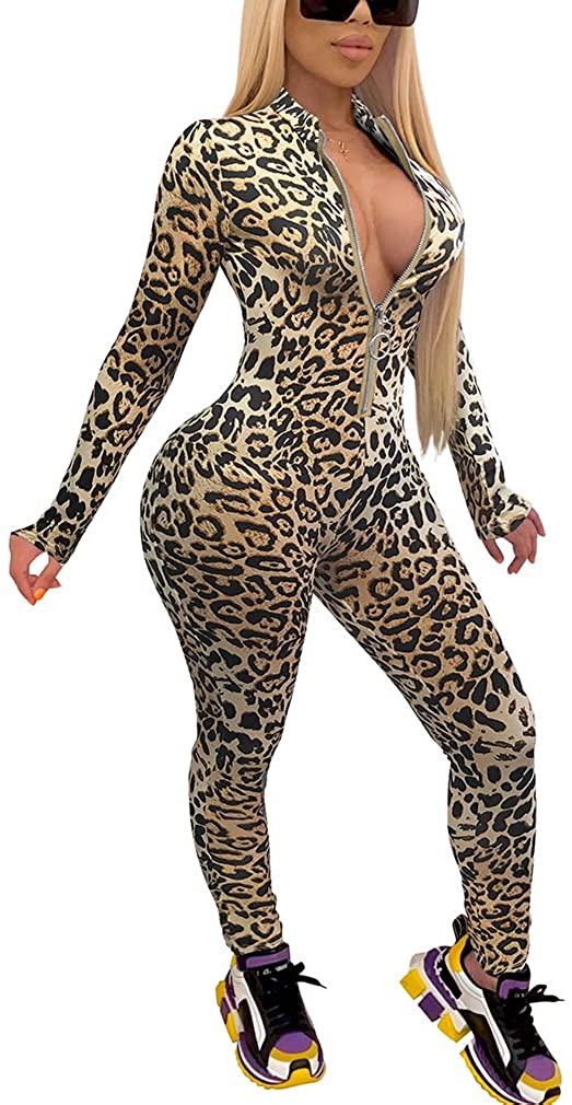 Price:$22.99 Women's Sexy Bodycon Long Sleeve V Neck Zipper Jumpsuit Rompers : Clothing, Shoes & Jewelry