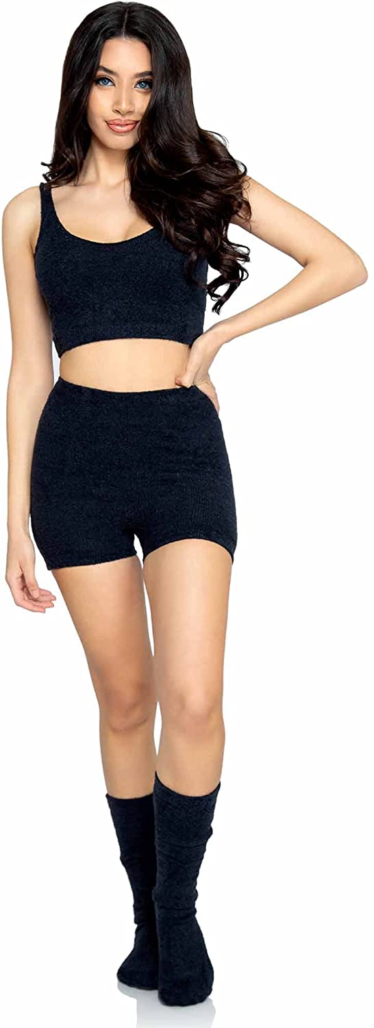 Price:$17.10 Avenue Women's 3 Pc Ultra Soft Cozy Knit Cropped Tank with Boyshorts and Matching Socks: Clothing, Shoes & Jewelry