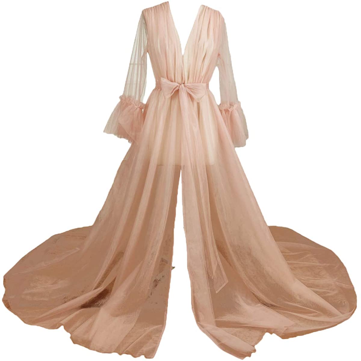 Price:$70.00 Sexy Lingerie Nightgown Bathrobe Tulle Pajamas Robe Sleepwear Bridal at Amazon Women’s Clothing store